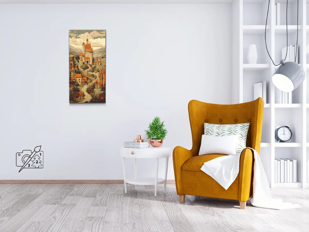 Gario Diamantové maľovanie Hradné predmestie Rozmery: 40 x 80 cm, Rámovanie: Iba zrolované plátno, Diamanty: Okrúhle