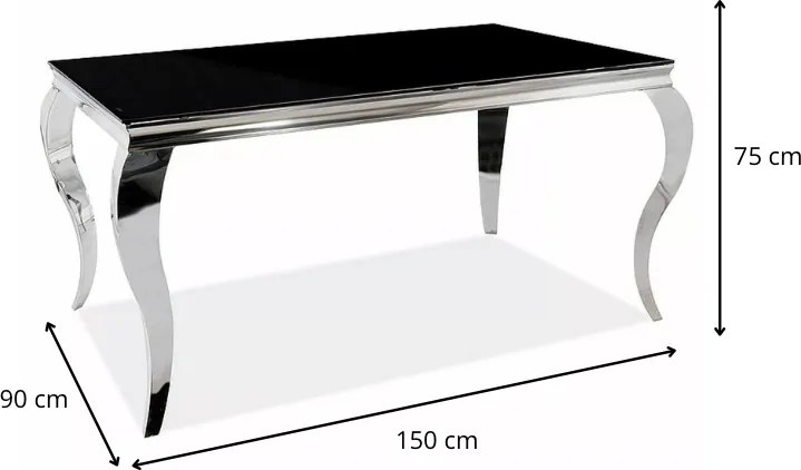 Jedálenský stôl Prince 150 cm čierny/chróm