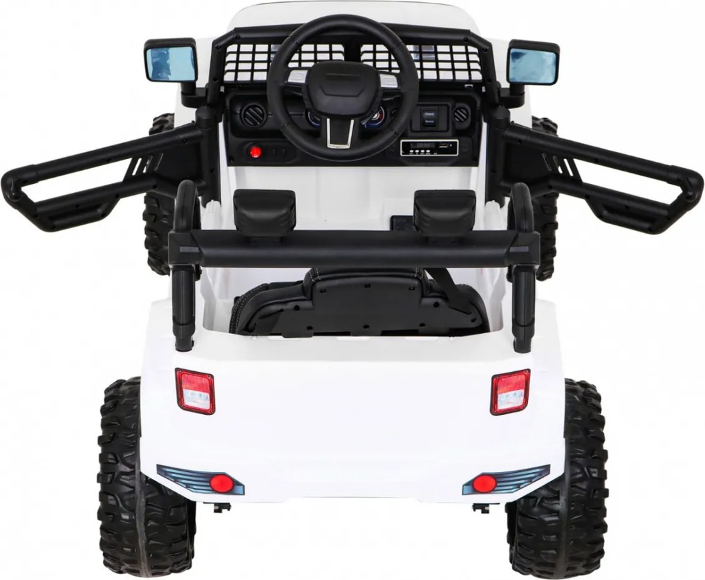 Ramiz Autíčko na batérie Jeep Dark Night pre deti Biele + pomalý štart + EVA + LED Audio