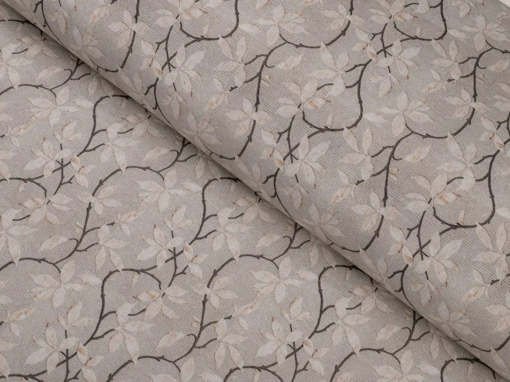 Biante Dekoračný záves PML-086 Popínavé vetvičky na hnedosivom 145x140 cm