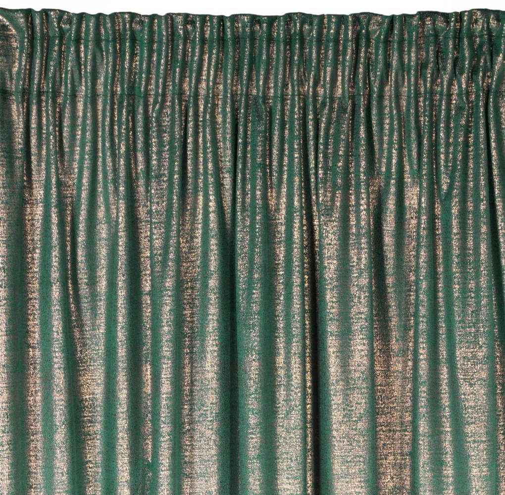 Zamatový tyrkysovozelený záves AMBI so škvrnitou medenou potlačou 140x270 cm