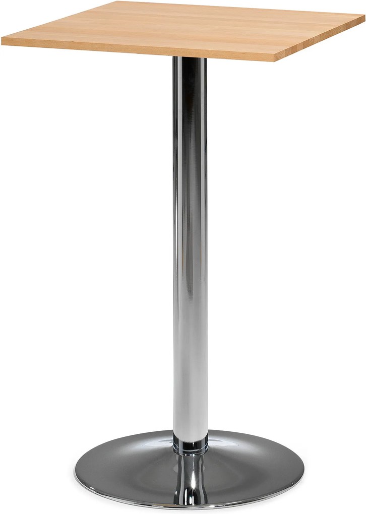 Barový stôl Siri, 700x700 mm, buk, chrómová podnož