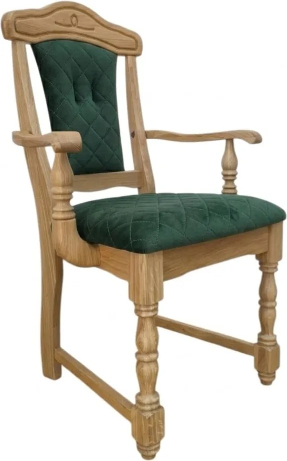 Klasická dubová - čalúnená stolička s podrúčkami FA, 65x53x99 cm Caro07