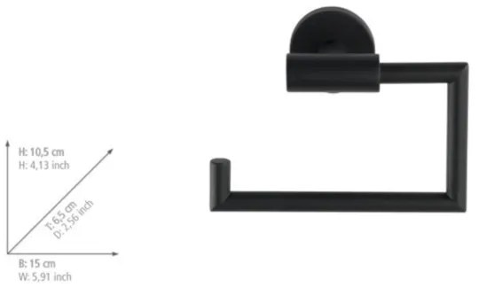 WENKO 24240100-Držiak na toaletný papier BOSIO BLACK 15x10,5 cm nerez/strieborný