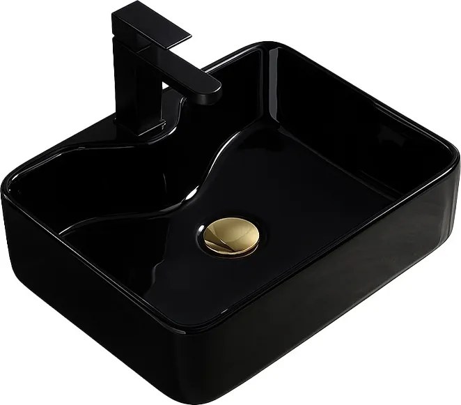 BPS-koupelny Keramické umývadlo na dosku HYD-EE-BL-480 48x37 cm, čierne lesklé
