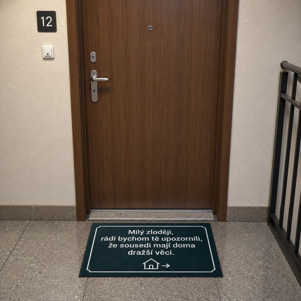 Mercury Flooring, Rohožka Milý zlodej 40x60 cm - na von aj na doma, 40x60, zelená