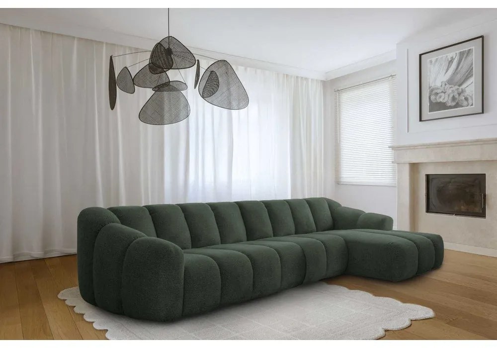 Tmavozelená rohová pohovka (pravý roh/s leňoškou) Shell – Miuform