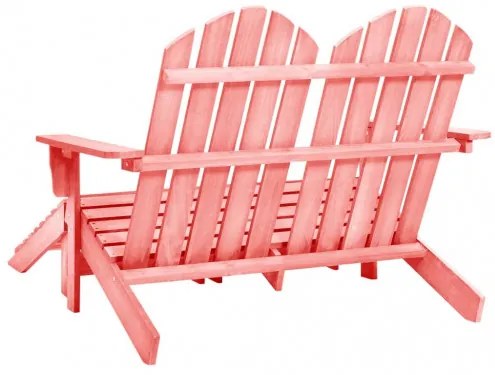 vidaXL 2-miestna záhradná stolička a taburetka Adirondack jedľový masív ružová-
