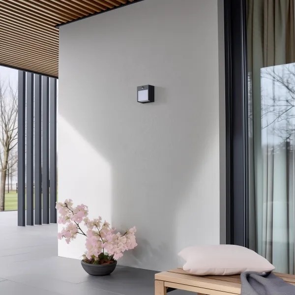 Brilagi-LED Vonkajšie nástenné svietidlo so senzorom TERNI LED/12W/230V antr. IP44