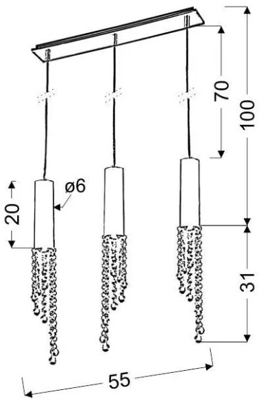 LED Luster na lanku DUERO 3xLED/3W/230V