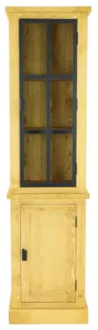Úzka rustikálna vitrína s drevenými a presklenými dvierkami 59x45x22 cm