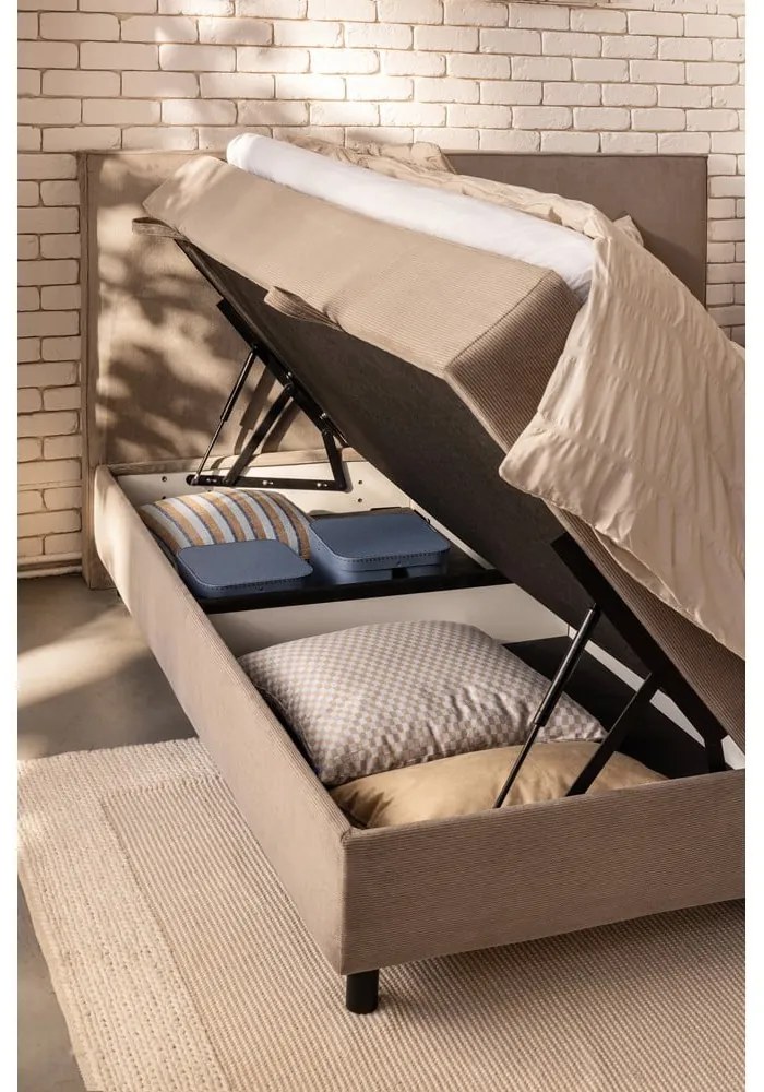 Béžová boxspring posteľ s úložným priestorom 160x200 cm Elva Bold – Bonami Selection