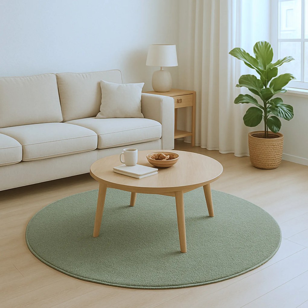 Kusový koberec Velur Ultra olivový kruh, 400x400 (priemer) kruh, zelená, obývacia izba, AladinWorld Expres