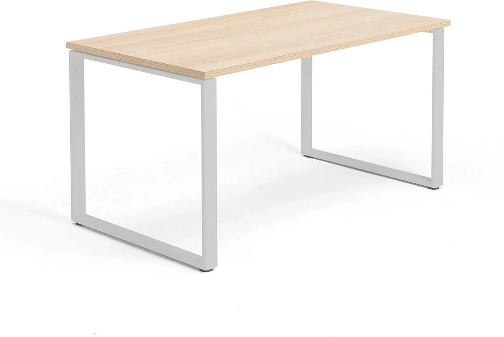 Kancelársky pracovný stôl Modulus, O-rám, 1400x800 mm, dub/strieborná