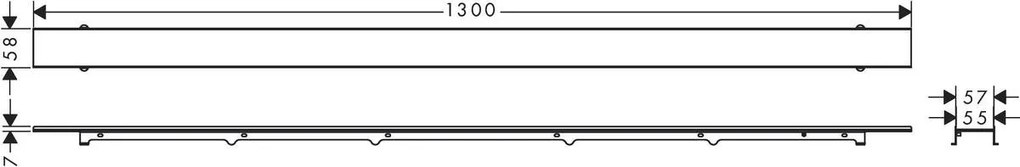 Hansgrohe RainDrain Rock, vrchná sada sprchového žľabu 1200, skracovateľný, na položenie dlažby, HAN-56034000
