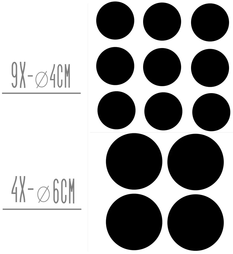 Sada štítkov / nálepiek, štítok čierny "KOLEČKO" - 13 ks Farba: biela