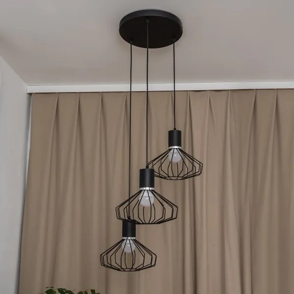 Luster na lanku SOLANO 3xE27/15W/230V čierna/lesklý chróm