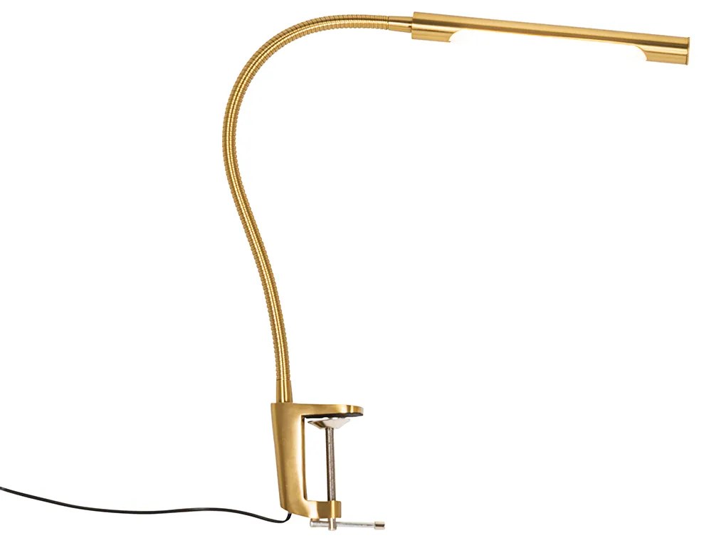 Svietidlo na svorku na stôl mosadz vrátane LED s dotykovým stmievačom - Lionard