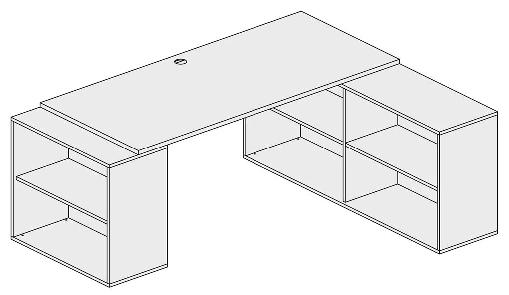 PLAN Kancelársky písací stôl s úložným priestorom BLOCK B01, dub prírodný/grafit