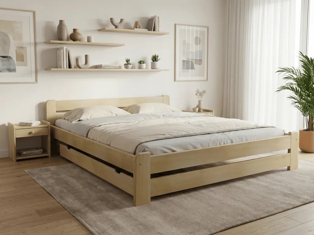 Posteľ Laura 180 x 200 cm, borovica Rošt: Bez roštu, Matrac: Matrac DELUXE 10 cm