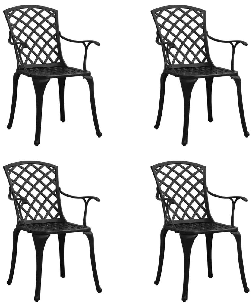 Záhradné stoličky 4 ks odlievaný hliník čierne
