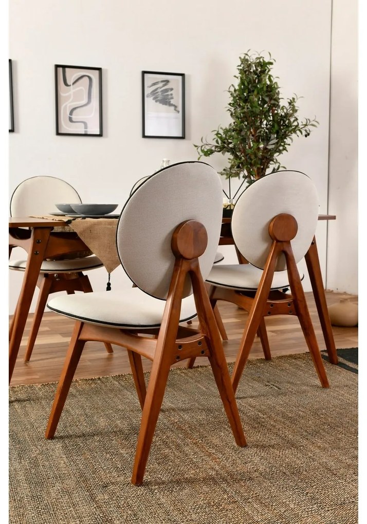 Súprava jedálenských stoličiek Touch Cream and Walnut, 2 ks