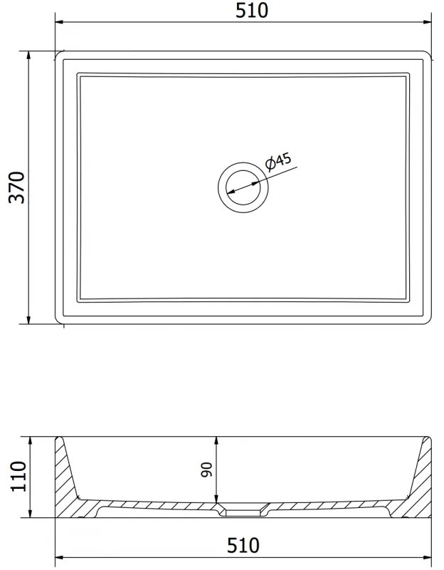 Mexen Goya, umývadlo na dosku 51 x 37 cm, biela, 22185000