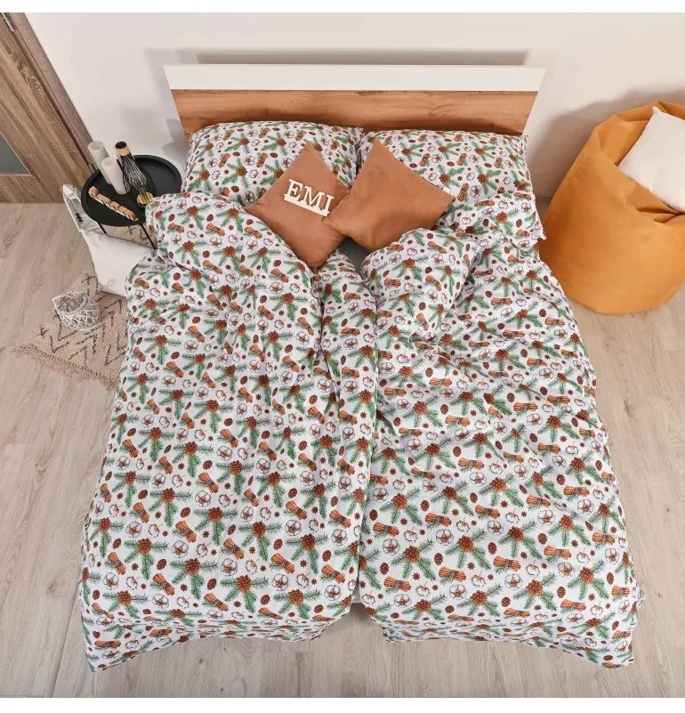 Vianočné bavlnené obliečky Glory EMI, Štandardný set jednolôžko obsahuje 1x 140x200 + 1x 70x90