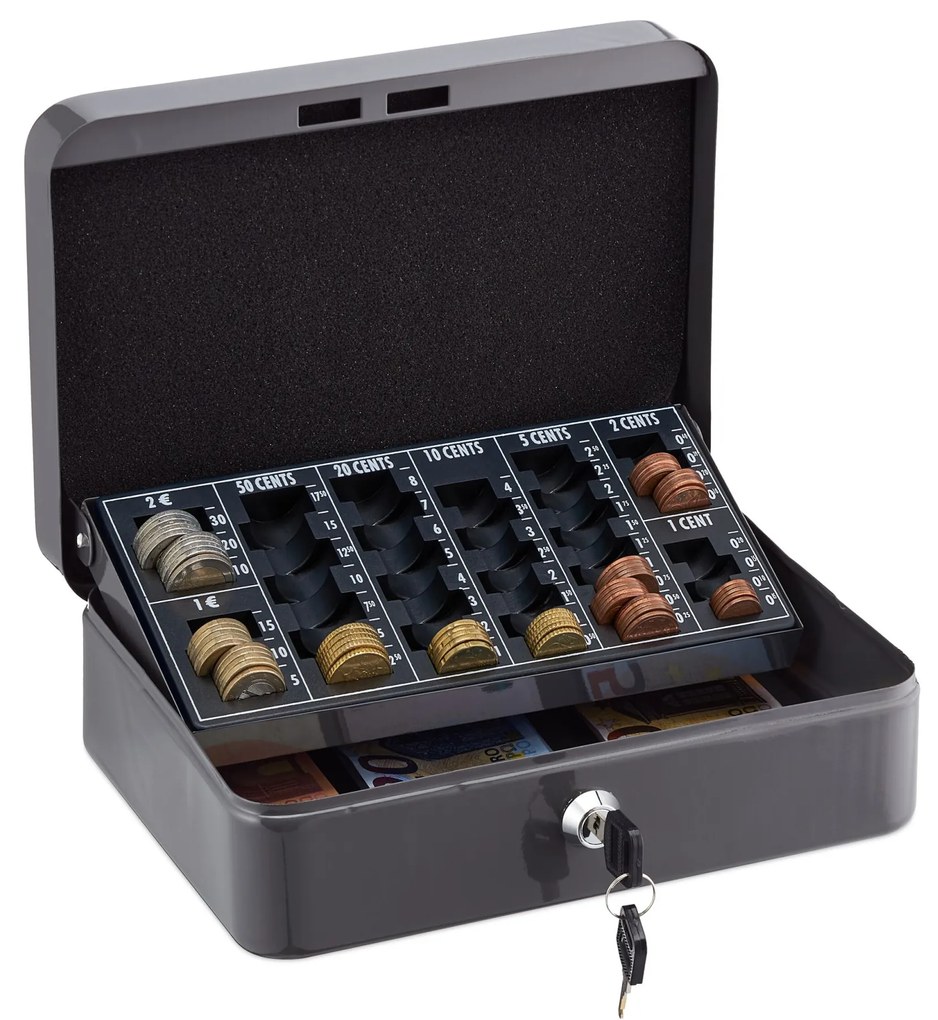 Pokladnička na kľúč RD47847, sivá