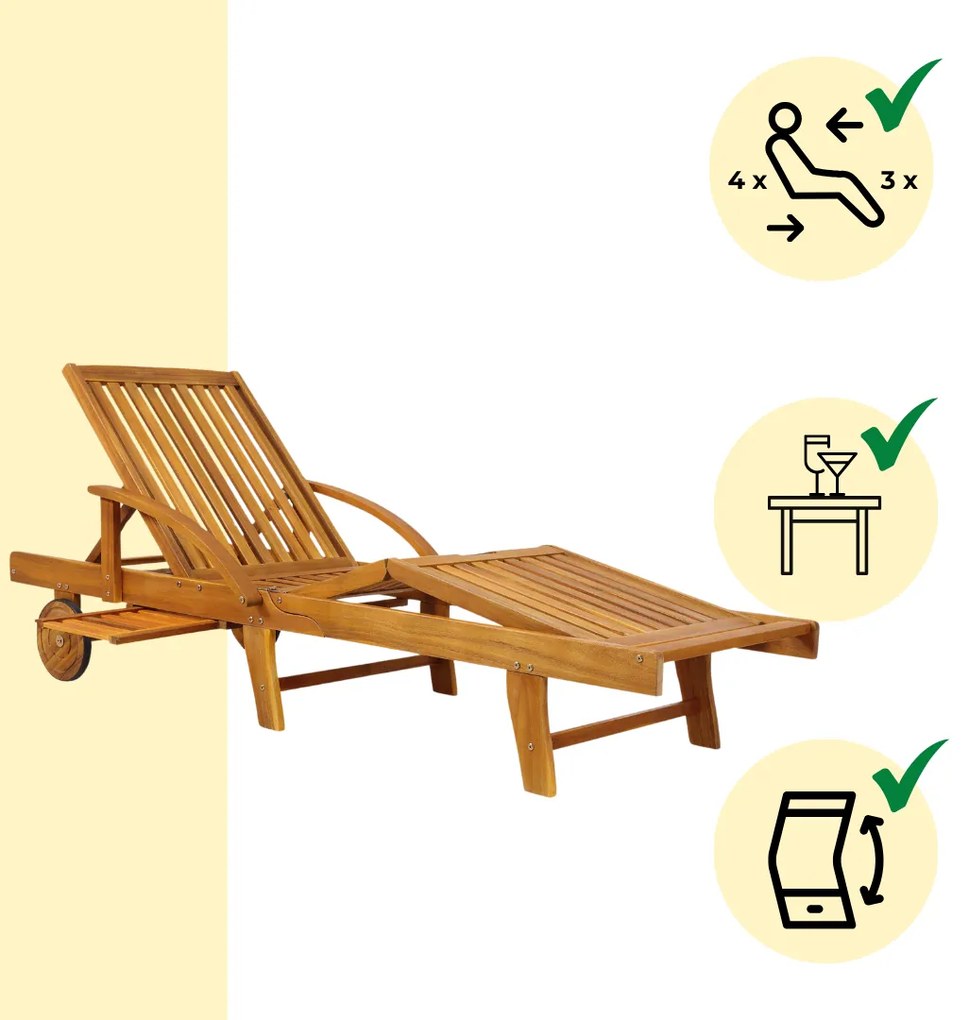 Záhradné lehátko TAMI SUN, 195,5x69x85cm, prírodná hnedá Jurhan