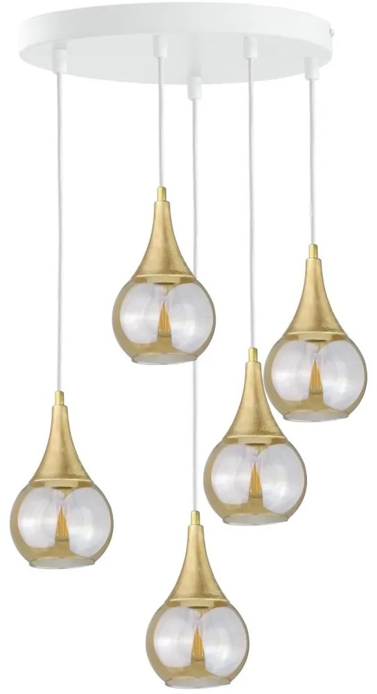 Luster na lanku LACRIMA WHITE 5xE27/60W/230V pr. 45 cm