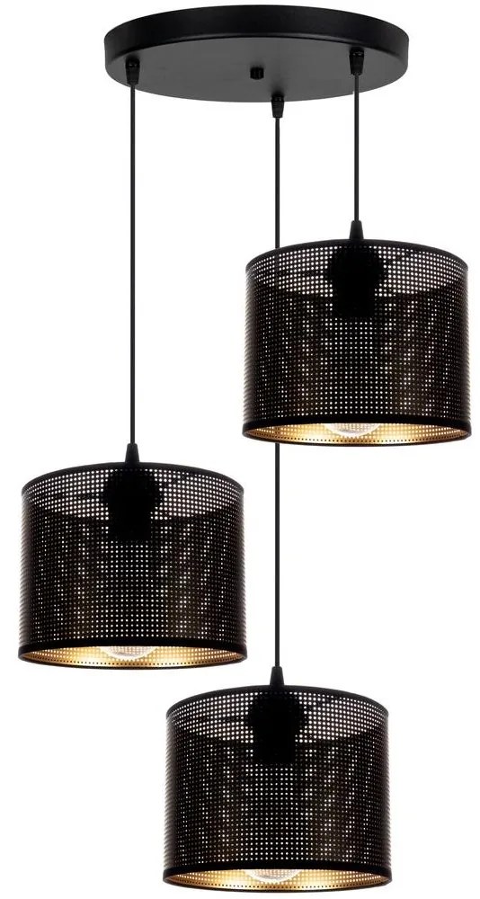 Luster na lanku ALDO 3xE27/60W/230V pr. 45 cm čierna