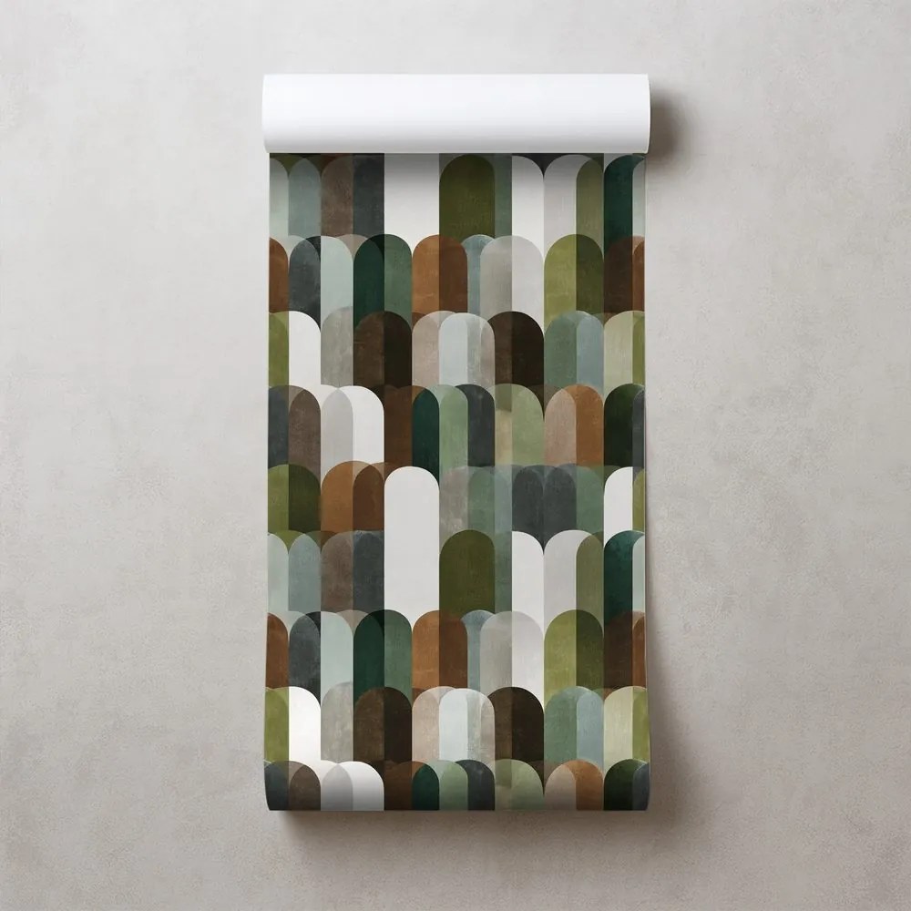 Fototapeta zelenohnedé oblúkové vzory