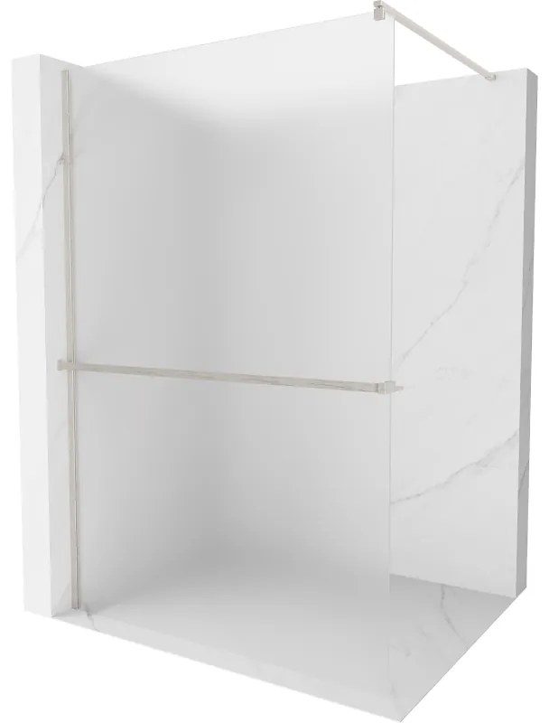 Mexen Kioto+, sprchová zástena Walk-In s poličkou a vešiakom 70 x 200 cm, 8mm sklo námraza, brúsená oceľ profil, 800-070-121-97-30