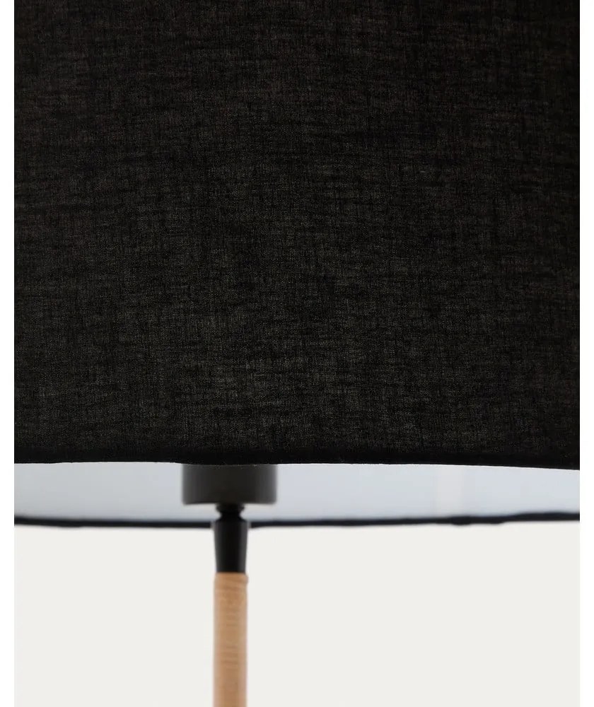 Čierna stojacia lampa s textilným tienidlom (výška 160 cm) Canar – Kave Home