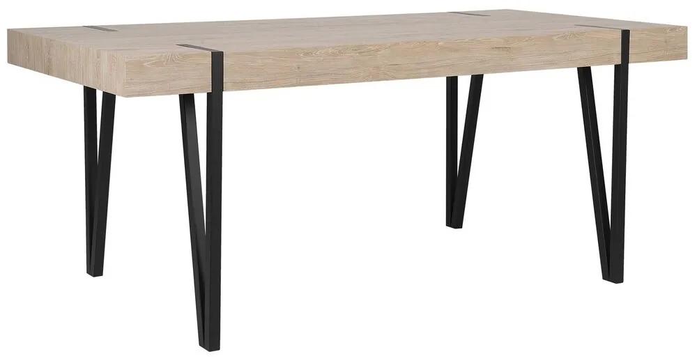 Jedálenský stôl 180 x 90 cm svetlé drevo/čierna ADENA Beliani