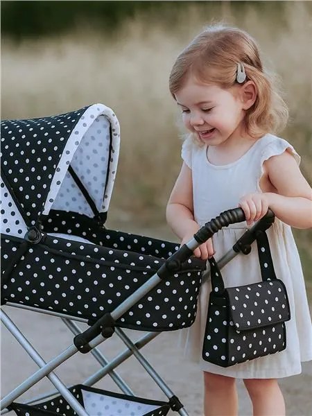 Detský Retro kočík pre bábiky 2v1 New Baby Natálka bielo-čierny