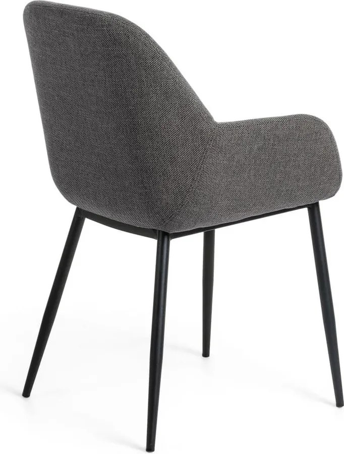 Antracitové čalúnené jedálenské kreslo Konna – Kave Home
