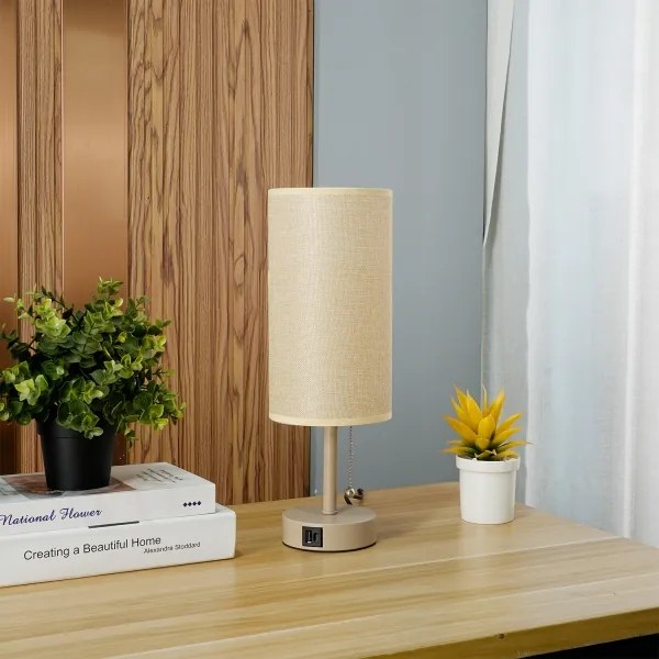 Brilagi - Stolová lampa s USB portom TABLON 1xE27/25W/230V béžová