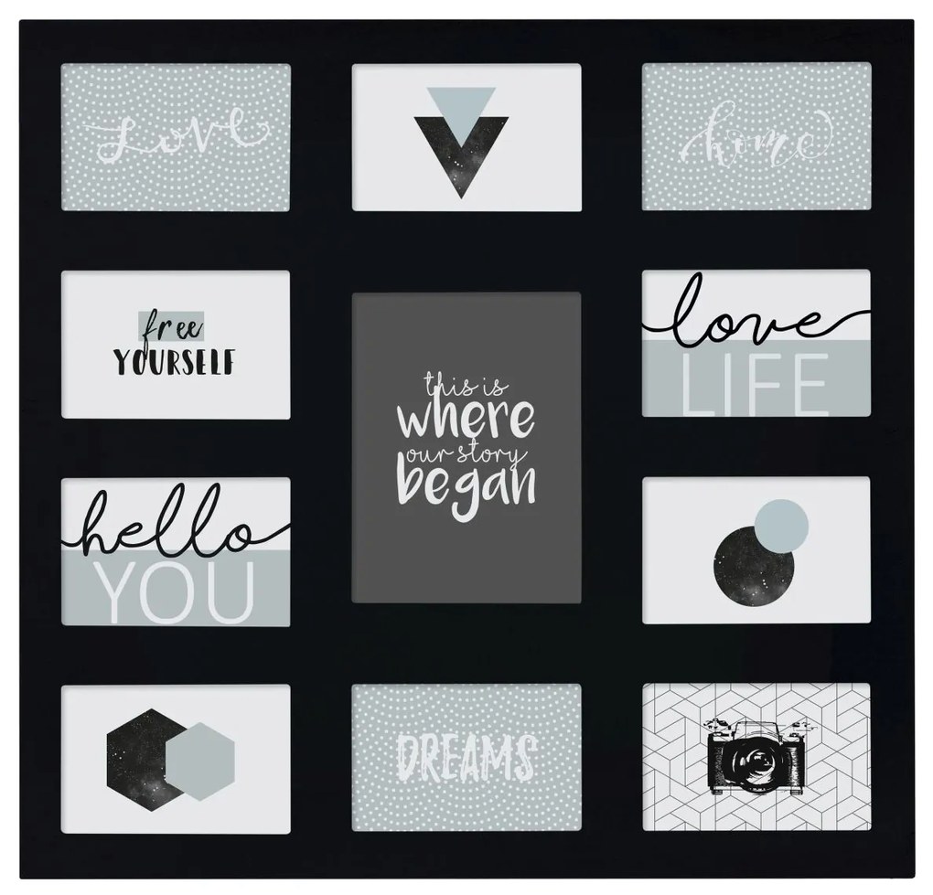 Nástenný fotorámik Gael Black 53x55 cm