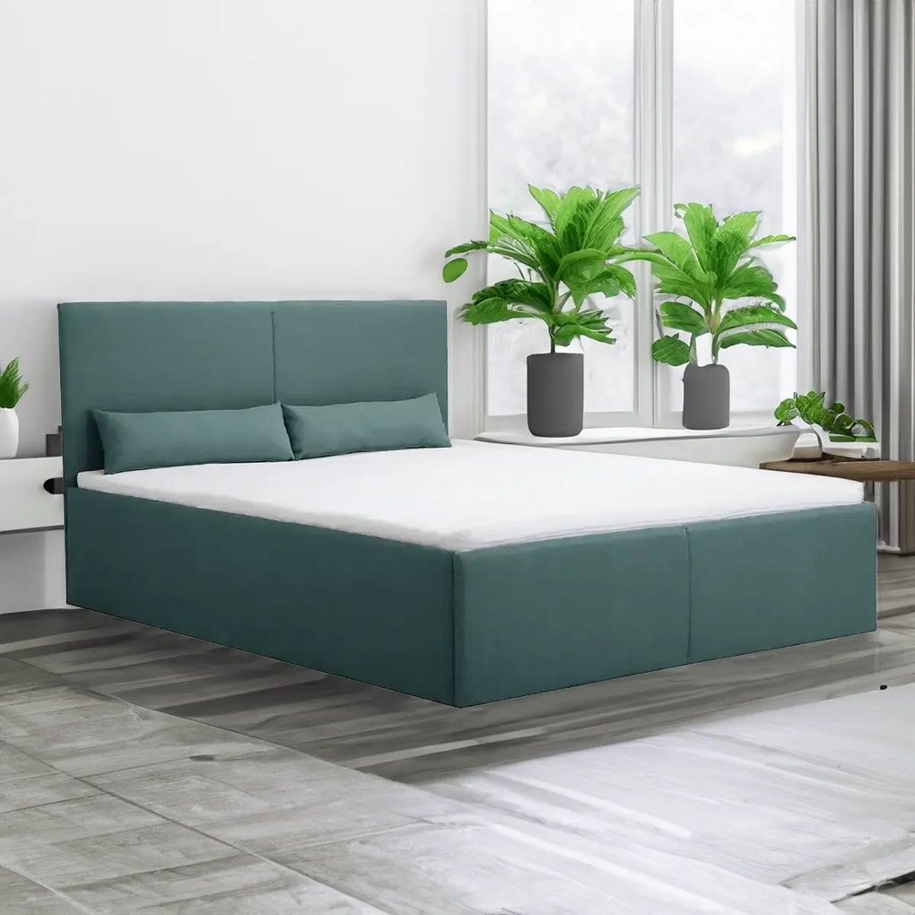 Čalúnená posteľ s úložným priestorom a matracom KARL 160 x 200 cm Tyrkysový