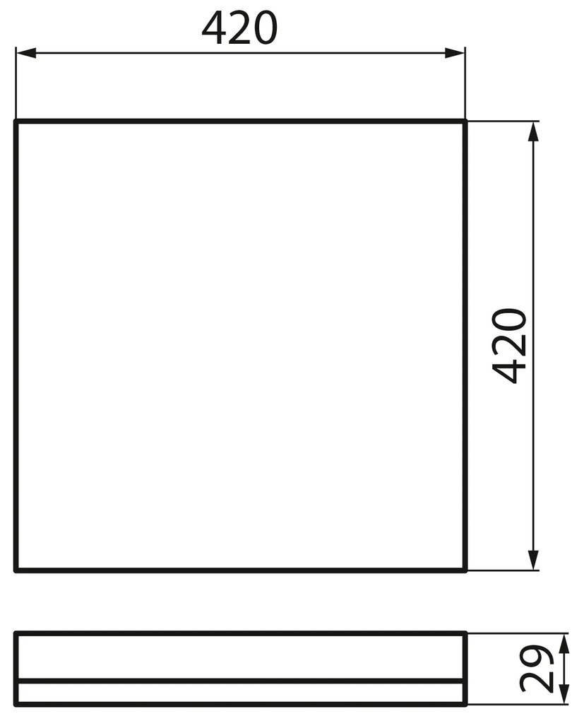 KANLUX KANLUX, AZPO stropné LED svietidlo, 420x420mm, 22W, IP54, čierna mat, 31511