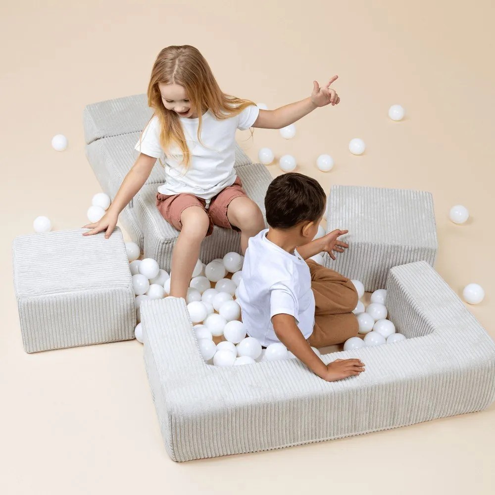 Tyrkysovomodré menčestrové penové ihrisko 100x35x40 cm Montessori – Meowbaby