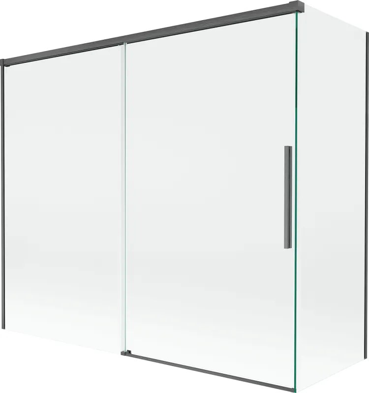 Mexen Rox, 2-krídlová posuvná vaňová zástena 180 + 90 x 150 cm, 8mm číre sklo, brúsený grafit profil, 8C9-180-090-66-00