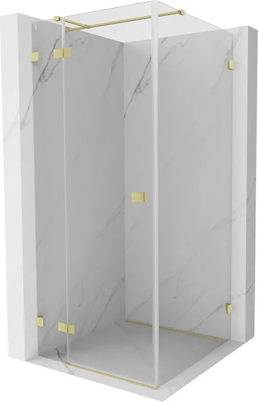 Mexen Lunar T, sklápací sprchový kút ľavý 120 x 120 cm, 8mm číre sklo, zlatý kartáčovaný - 834T-120-120-55-00-L