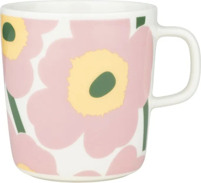Hrnček Oiva Unikko 0,4l, bielo-ružovo-žltý