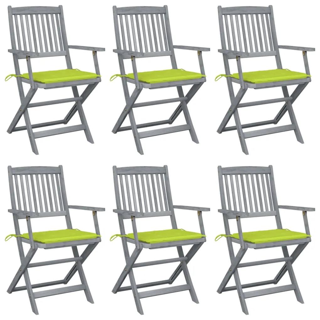 Skladacie vonkajšie stoličky s podložkami 6 ks akáciový masív 3065418