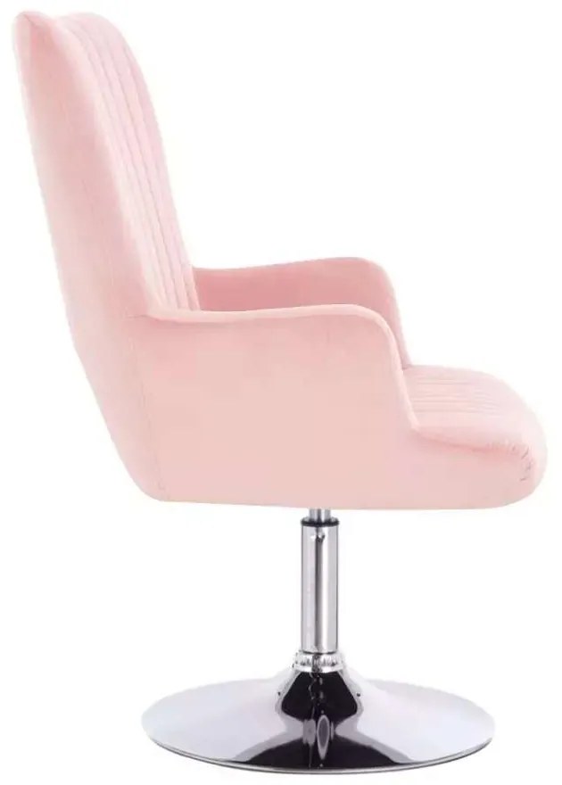 LuxuryForm DESIGN Kreslo AMADEO VELUR na striebornom tanieri - ružové