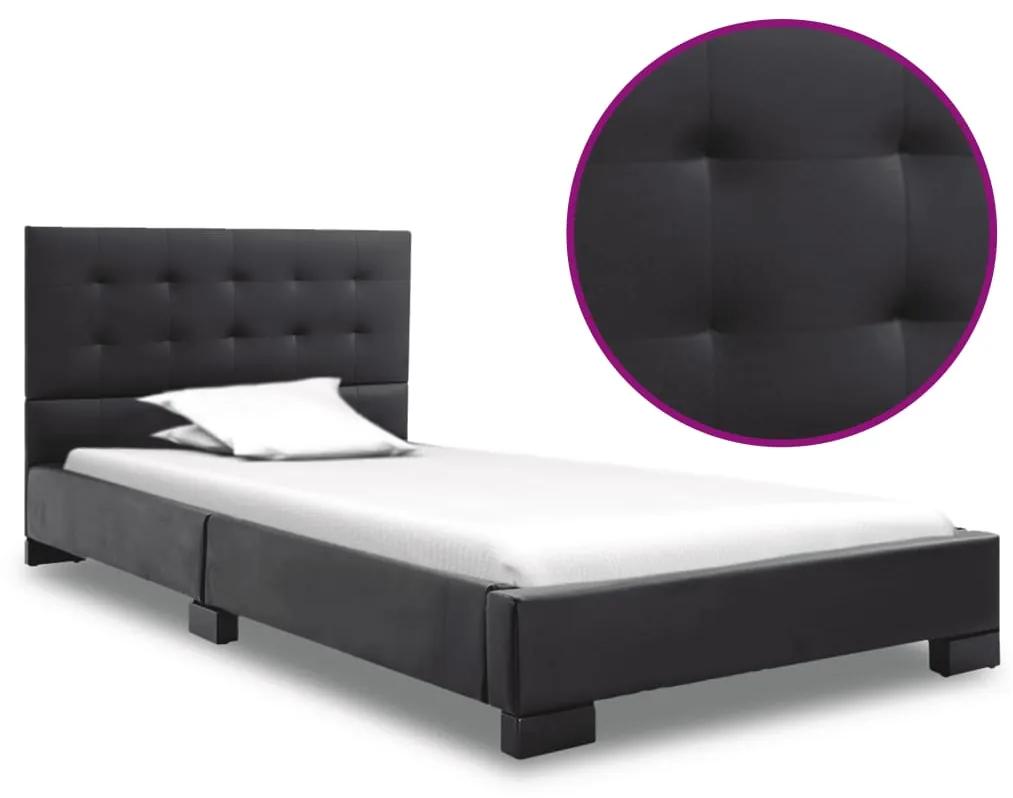 vidaXL Rám postele čierny umelá koža 90x200 cm