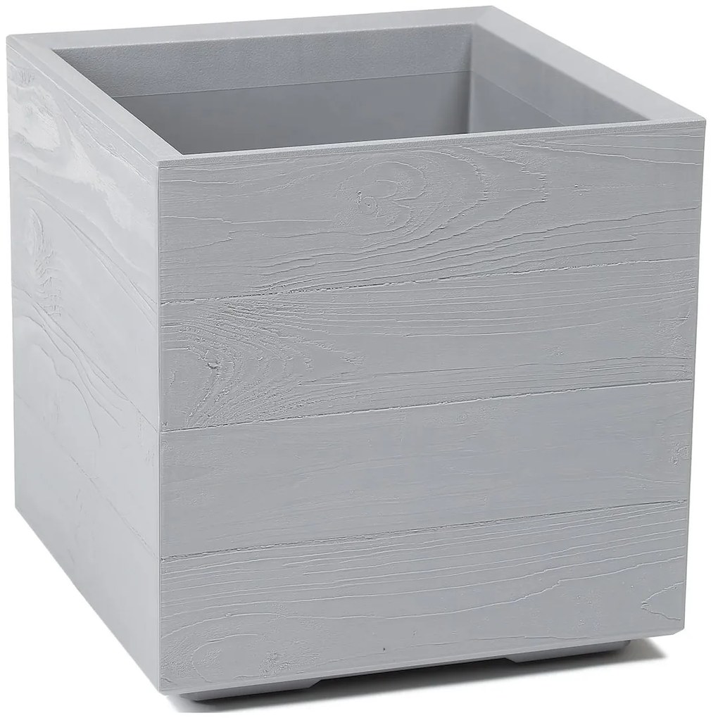 PLASTOVÝ KVETINÁČ NA KOLIESKACH BETONIQUE ECO 40X40 CM DREVENÝ DEKOR SIVÁ